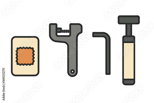 Different types of plumbing tools arranged neatly on a plain background for easy visibility and identification