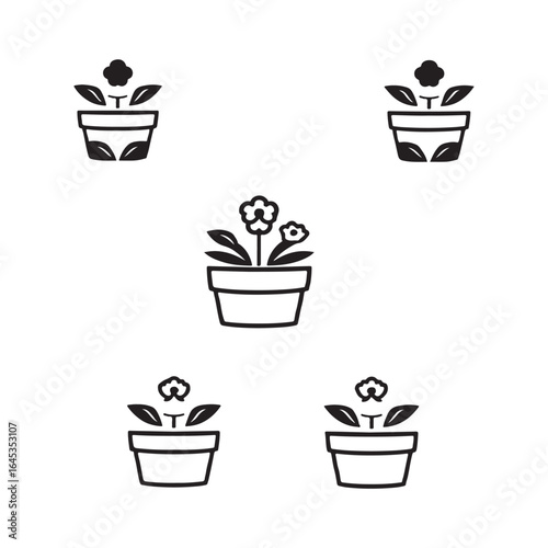 Wallpaper Mural A Variety of Potted Plants in Black and White Minimalist Aesthetic Illustration Displaying Botany and Gardening Simplicity and Clean Line Art Torontodigital.ca