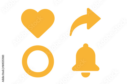 Yellow icons representing emotions and notifications displayed on a digital interface