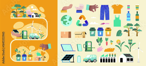 Flat Hand-Drawn Illustrations for Environmental Education