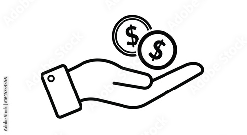 Hand holding two dollar coins, representing finance, investment, and economic activity