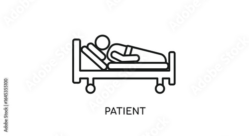 A patient resting in a hospital bed isolated on white background
