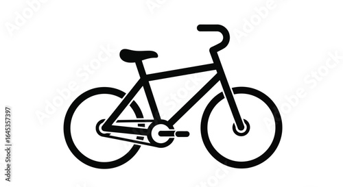 Black bicycle with seat and handlebar isolated on white background