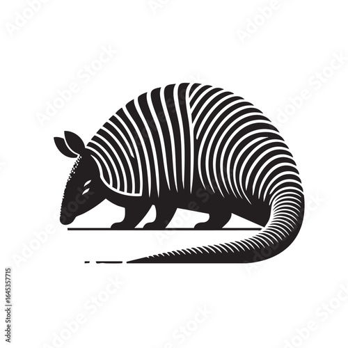  Minimalist Armadillo – Black and White Silhouette Vector

