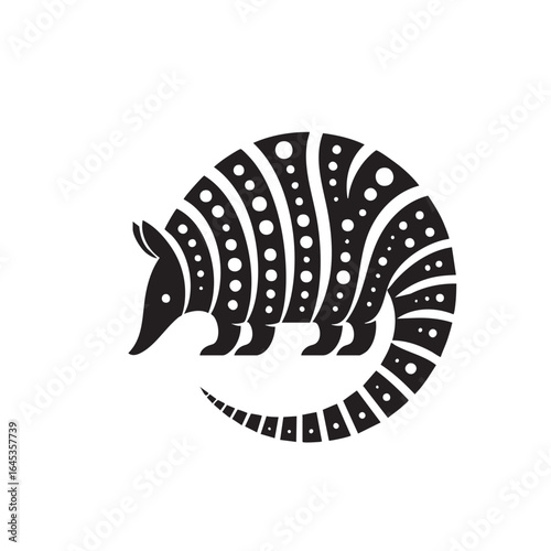  Minimalist Armadillo – Black and White Silhouette Vector

