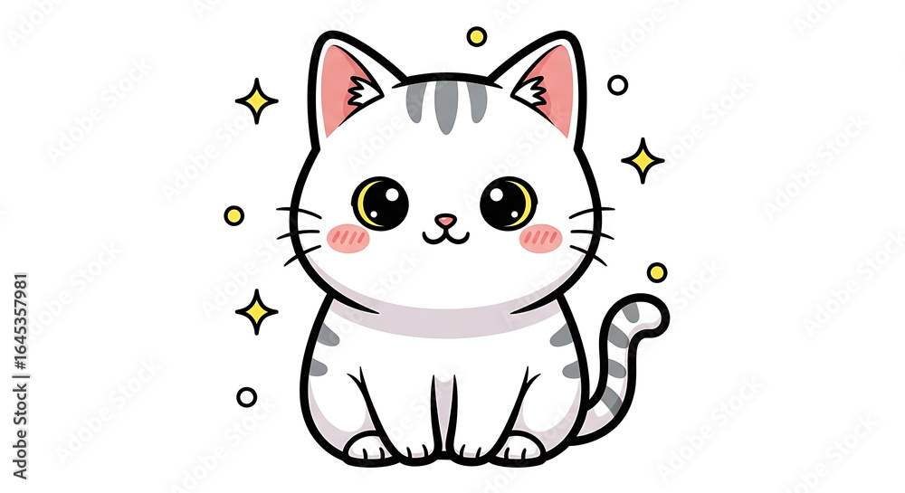 Obraz premium かわいい猫と子猫のイラスト – 癒し系で可愛らしい動物イラスト