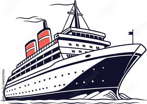 Wallpaper Mural Realistic Ship Illustration for Marine Design. Detailed Cargo and Cruise Ship Artwork. High Quality Ship Drawing for Nautical Projects. Professional Ship Design for Ocean and Sea Scenes. Modern Ship Torontodigital.ca