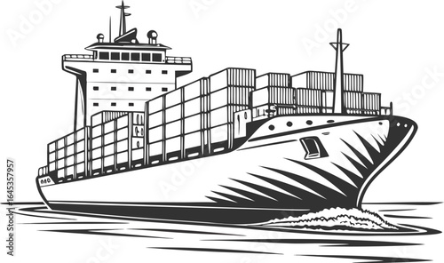 Realistic Ship Illustration for Marine Design. Detailed Cargo and Cruise Ship Artwork. High Quality Ship Drawing for Nautical Projects. Professional Ship Design for Ocean and Sea Scenes. Modern Ship