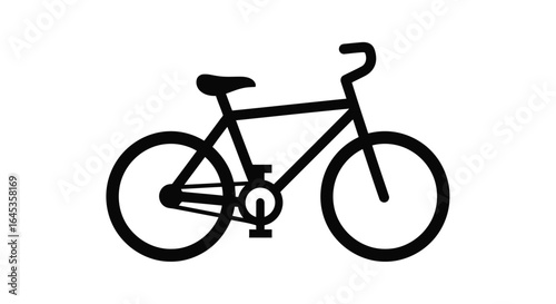 Black silhouette of a bicycle isolated on white background, representing cycling