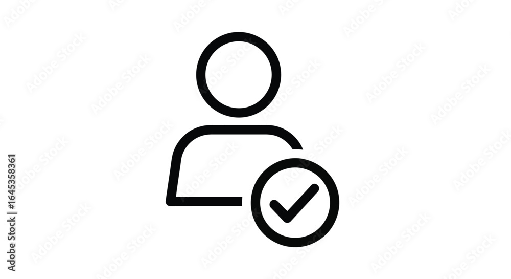 User profile with check mark isolated on white background for verification User profile with check mark isolated on white background for verification