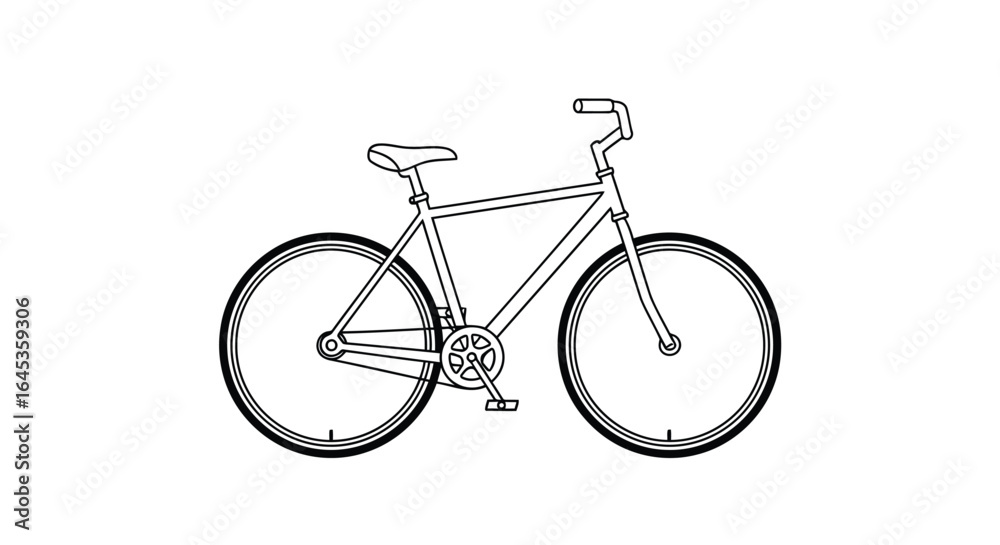 Obraz premium Bicycle line drawing isolated on white background for transportation and exercise