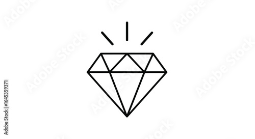 Diamond line drawing isolated on white background for jewelry and luxury items