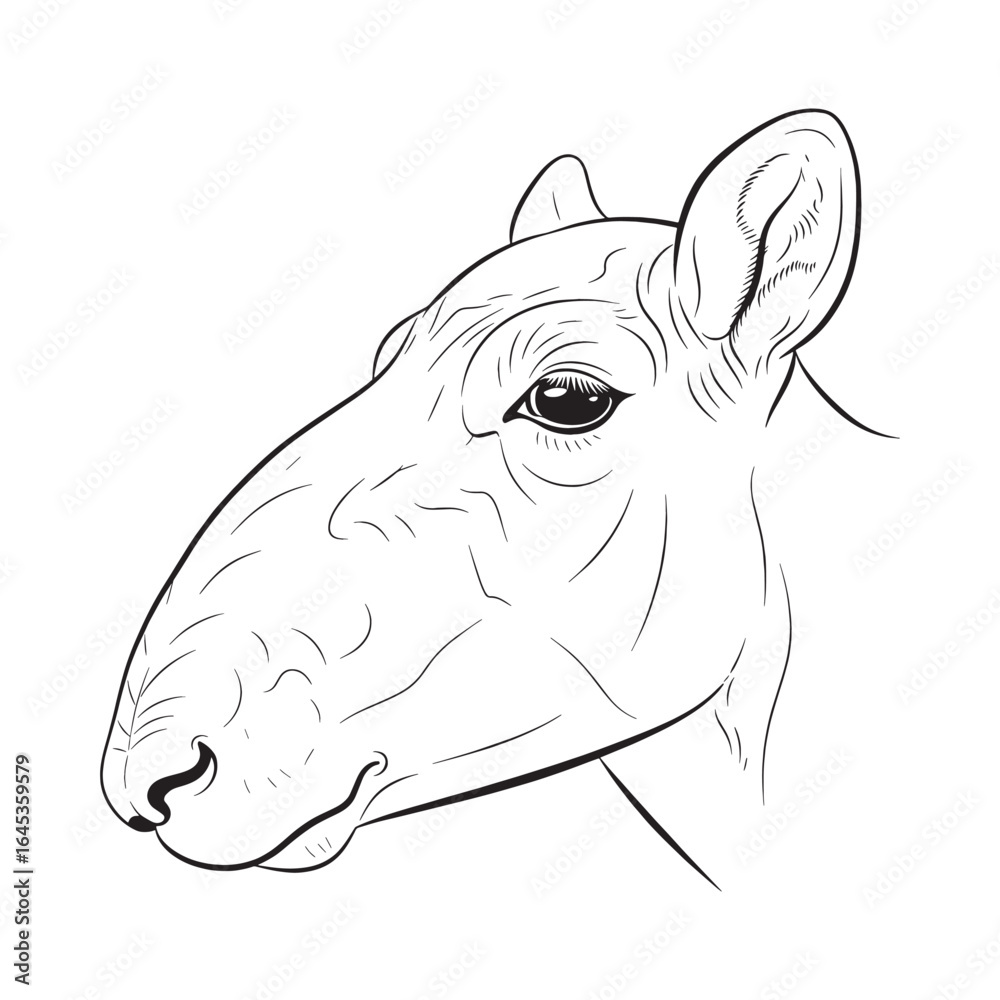 Obraz premium Contemporary Saiga Line Art – Saiga Vector Illustration Smooth Drawing with Simplified Form – Saiga Drawing – Line Art Drawing of Saiga – Saiga Icon