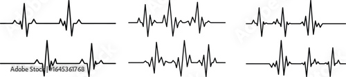 Six distinct electrocardiogram waveforms displayed against a white background
