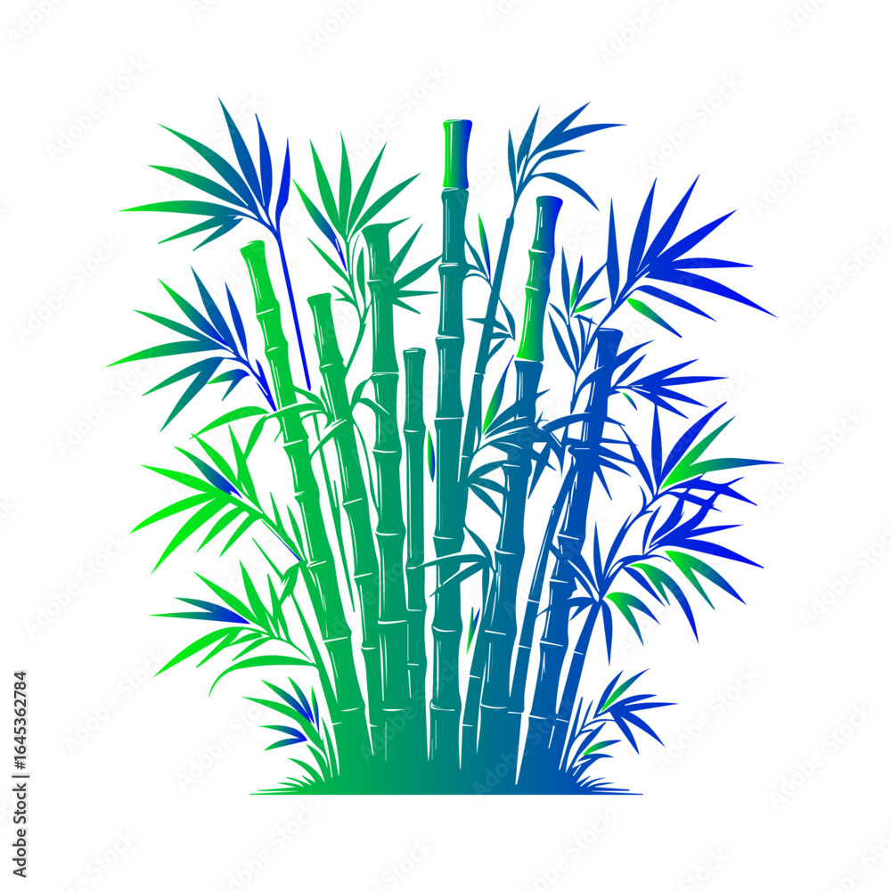 Obraz premium Black Silhouette of Bamboo Stalks and Leaves