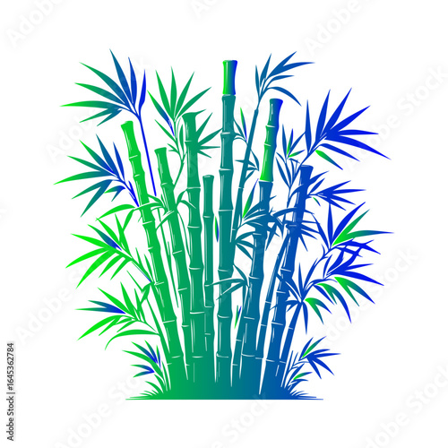 Black Silhouette of Bamboo Stalks and Leaves