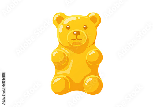 Pixel Art Gummy Bear Yellow Candy Bear Illustration on transparent background