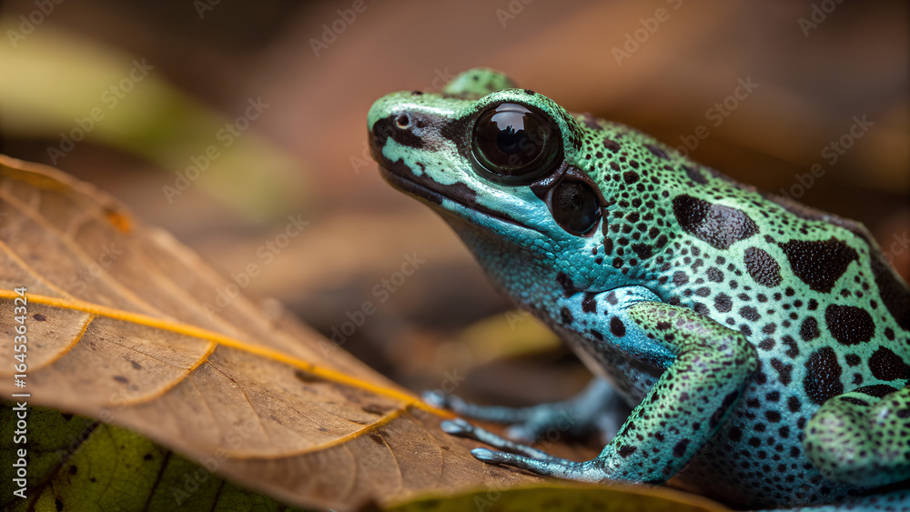 Fototapeta premium poison dart rog is sitting on a leaf