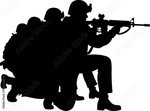 Soldier Silhouette Squad – Military Team Vector Illustration" vector