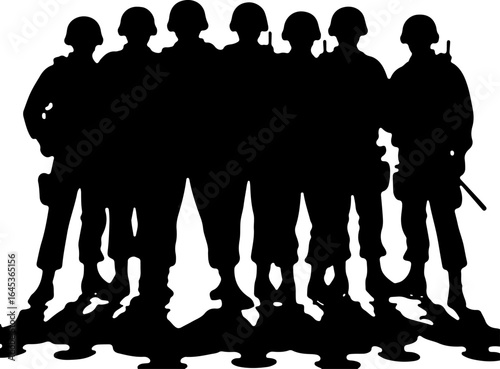Soldier Silhouette Squad – Military Team Vector Illustration" vector