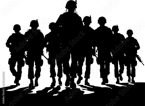 Soldier Silhouette Squad – Military Team Vector Illustration" vector