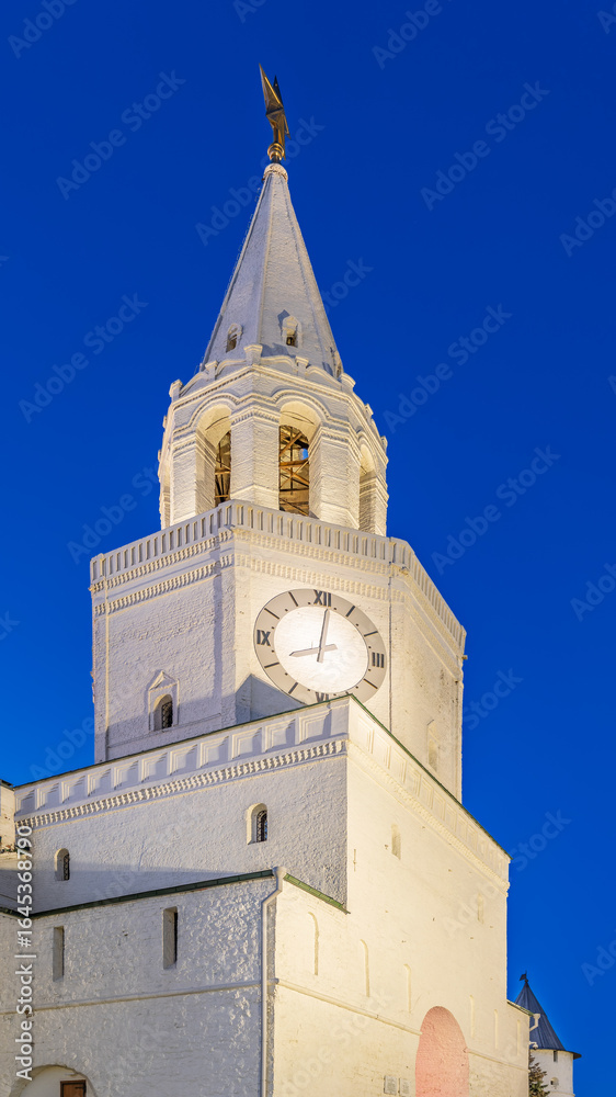 Fototapeta premium Spasskaya Tower in sunny summer day. Kazan Kremlin. Republic of Tatarstan. Kazan. Russia