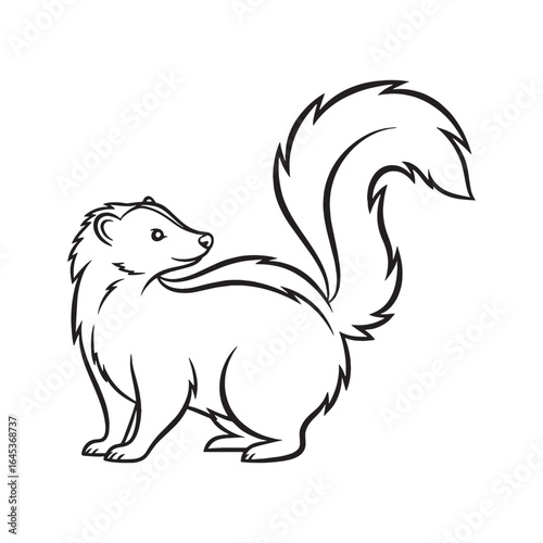 Obraz na płótnie Minimal Skunk Line Art – Skunk Vector Outline Drawing with Smooth Curves – Skunk