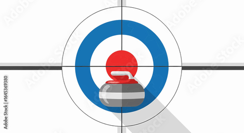 Curling Stone on Target with Crosshairs Symbolizing Precision and Aim in Sports