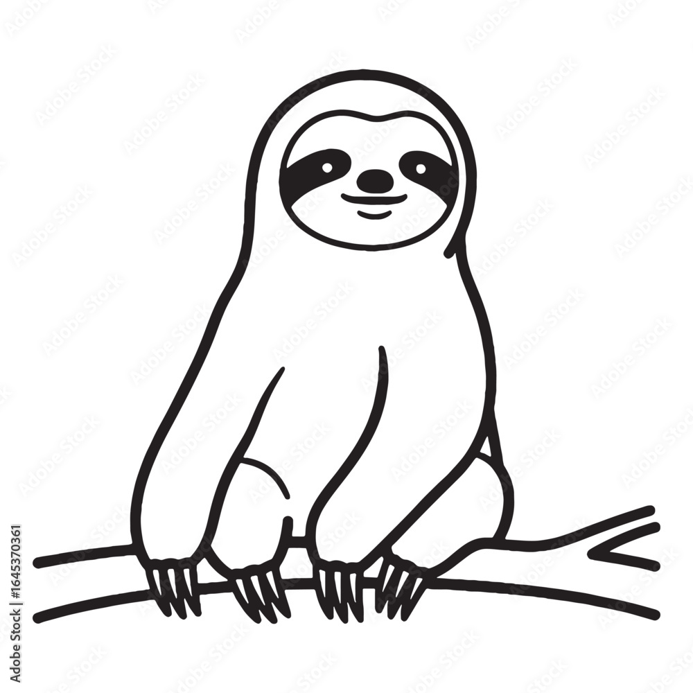 Obraz premium Gentle Sloth Line Art – Sloth Vector Outline Drawing with Relaxed Wildlife Style – Sloth Drawing – Vector of Sloth – Sloth Outline