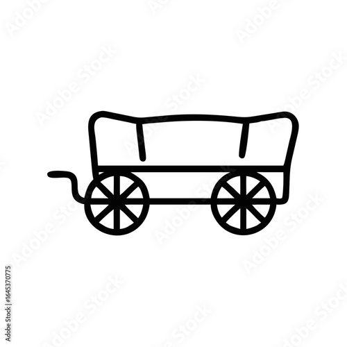 Simple line illustration of a hayride wagon concept of vector icon  