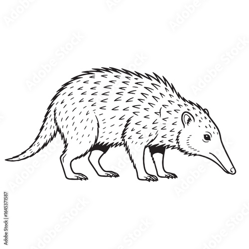 Stylish Solenodon Line Art – Solenodon Vector Illustration Fine Drawing with Clean Curves – Solenodon Drawing – Line Art Drawing of Solenodon – Solenodon Icon

