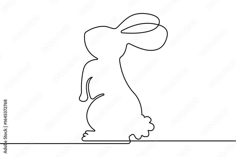 Obraz premium Rabbit sitting continuous one line drawing and minimalist style isolate outline vector illustration design
