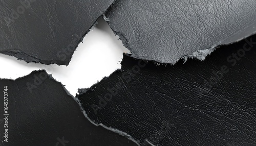 Ripped black leather texture with torn edges.