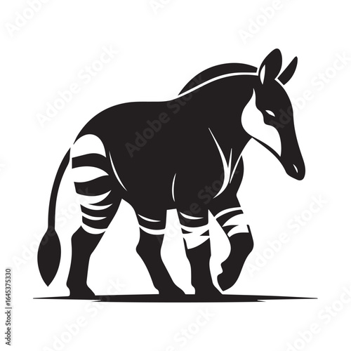  "Minimalist Okapi Silhouette Vector Illustration – Wild Animal Design"