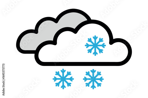 Weather Icon With Two Clouds And Snowflakes vector illustration