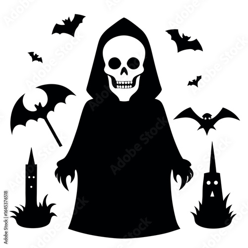 halloween illustration with skull