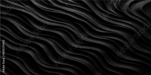 Black and white abstract silk texture background with smooth flowing waves and luxury fabric design