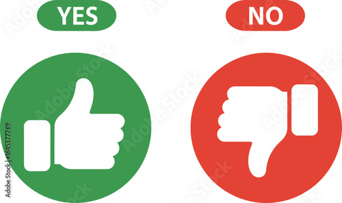 Yes or no thumbs up thumbs down decision making concept