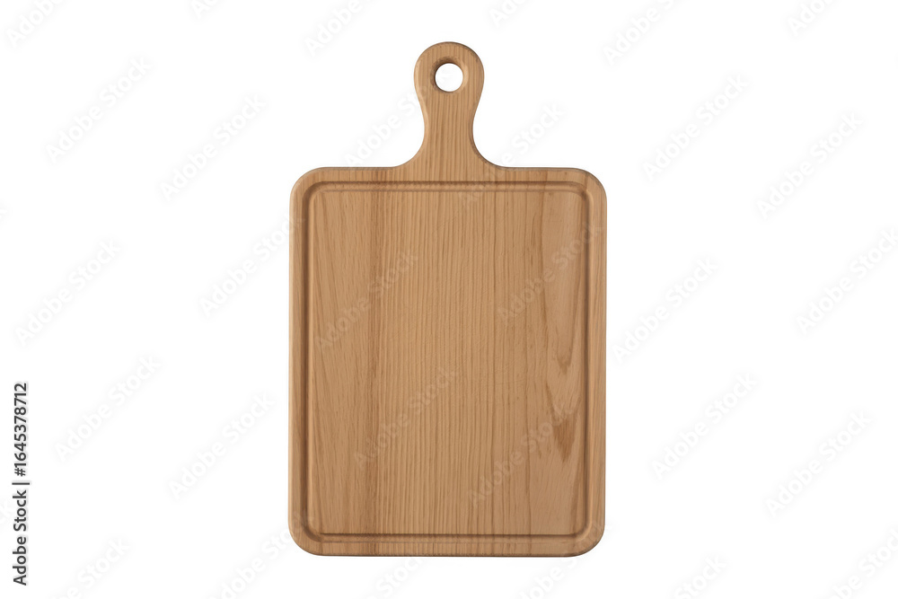Fototapeta premium Rectangular wooden cutting board with handle isolated on transparent background