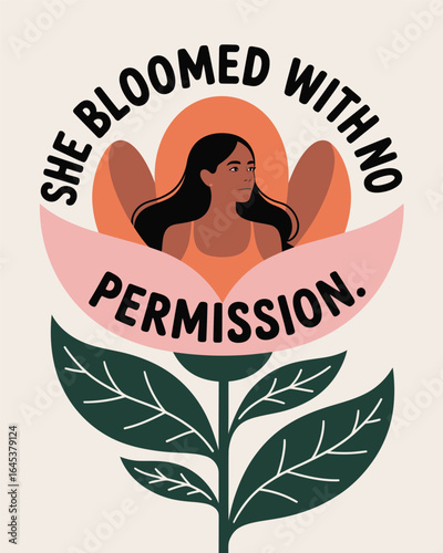 Empowering floral illustration with a woman blooming confidently without seeking approval T Shirt Design