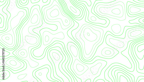 Abstract Green Topographic Contour Lines on White Background