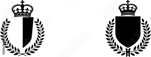 "Royal Emblems: Crowned Shield Silhouettes" vector graphics logo bundle