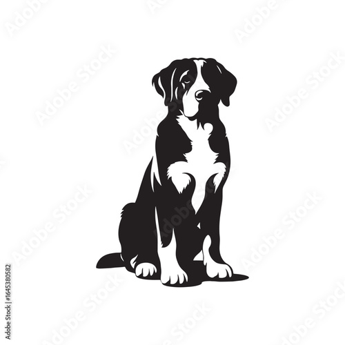 Greater Swiss Mountain Dog Silhouette - Illustration of Greater Swiss Mountain Dog - Minimalist Greater Swiss Mountain Dog Design.