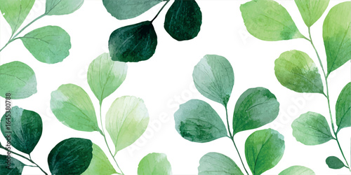 Charming watercolor botanical foliage and floral composition for elegant nature inspired backgrounds - vector illustration