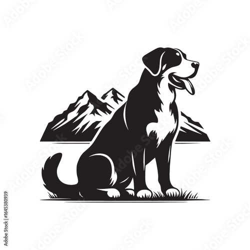 Greater Swiss Mountain Dog Silhouette - Illustration of Greater Swiss Mountain Dog - Minimalist Greater Swiss Mountain Dog Design.