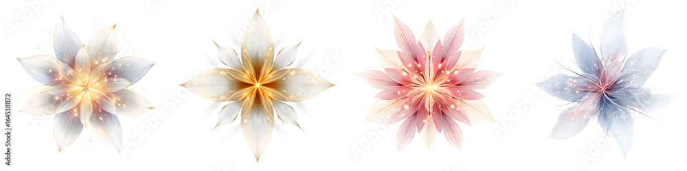 Fototapeta premium Elegant Flower Designs on White Background: Floral Art