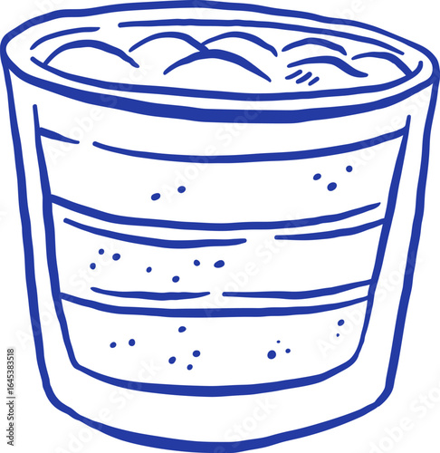 Hand draw tiramisu cake vector illustration. Sweet dessert in sketch doodle style.
