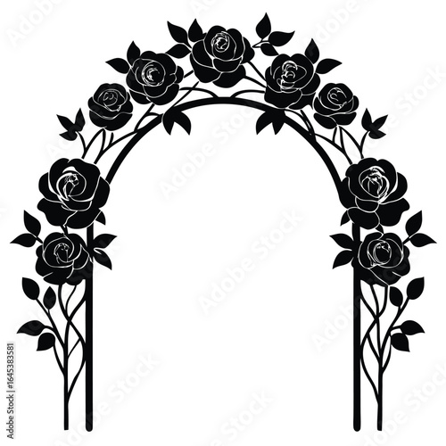 rose arch watercolor illustration
