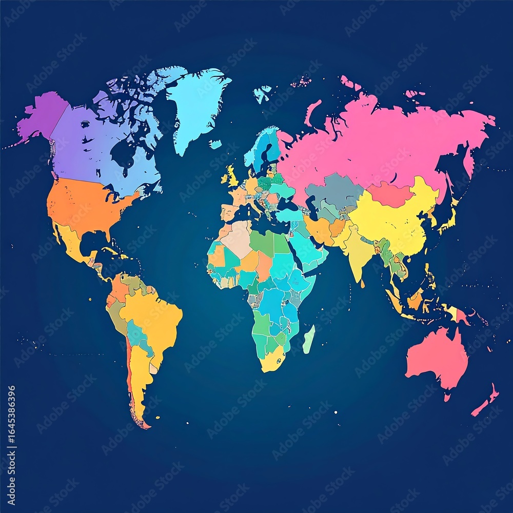 Fototapeta premium Colorful world map