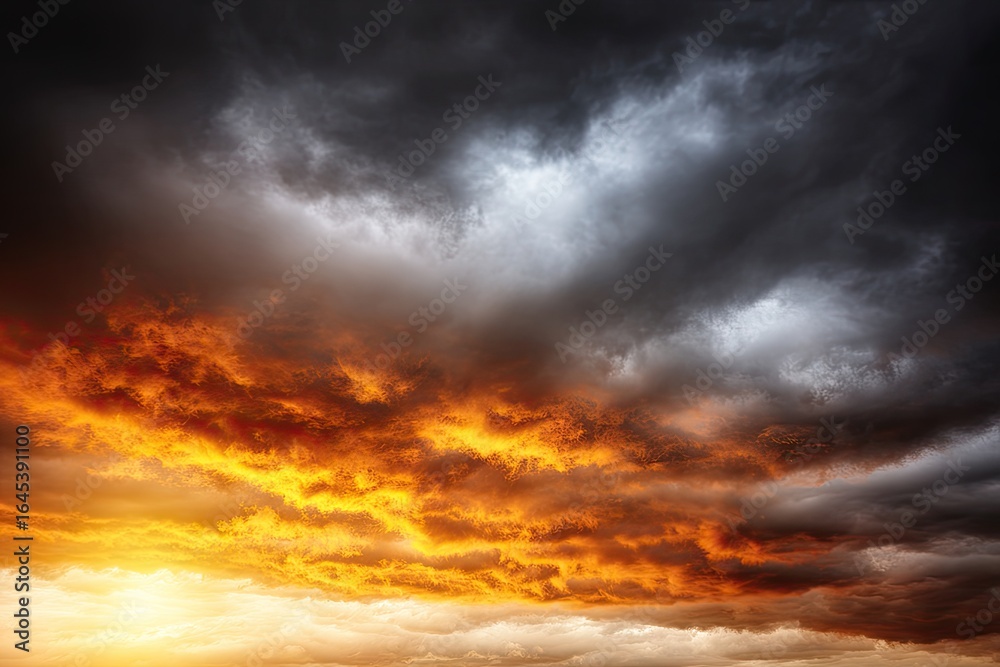 Obraz premium Dramatic sunset sky with stormy clouds
